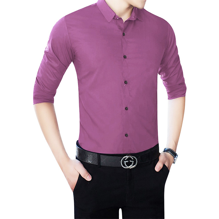 Áo Sơ Mi Nam Tay Dài Kingman KM0019 - Hồng Đậm