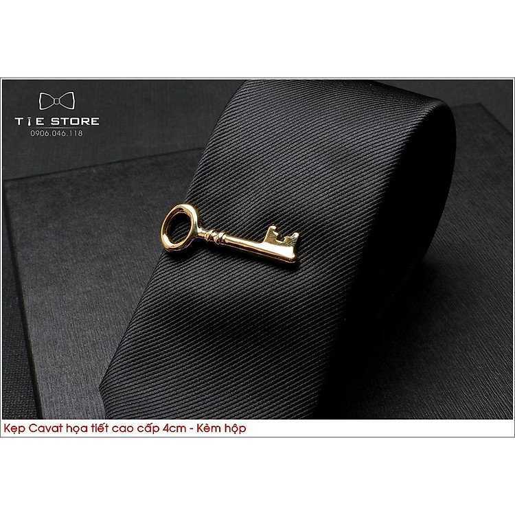 Kẹp cà vạt nam bản nhỏ ( 5cm), Kẹp Cavat hình họa tiết chìa khóa cao cấp - tặng kèm hộp nhỏ
