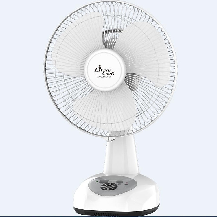 Quạt Tích Điện LivingCook LC-Q412 Tích Hợp Đèn LED Sạc USB - Chính Hãng