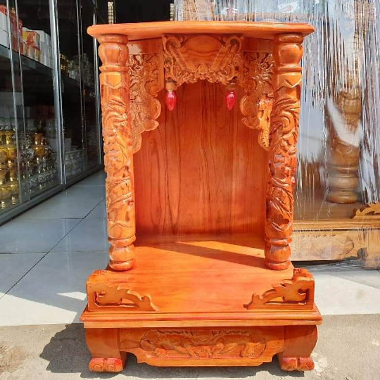 Bàn thờ thần tài ông địa gỗ xoan ngang 42 quỳ trụ