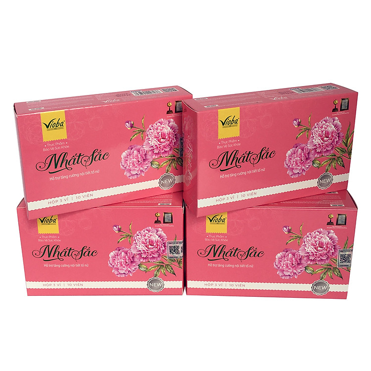 Tăng nội tiết tố nữ, ổn định vòng kinh, làm đẹp da, mịn da, giảm vết nám da, tàn nhang, giúp da trắng hồng mịn màng -Bộ 4 hộp thực phẩm chức năng NHẤT SẮC của Vioba hộp 3 vỉ x 10 viên