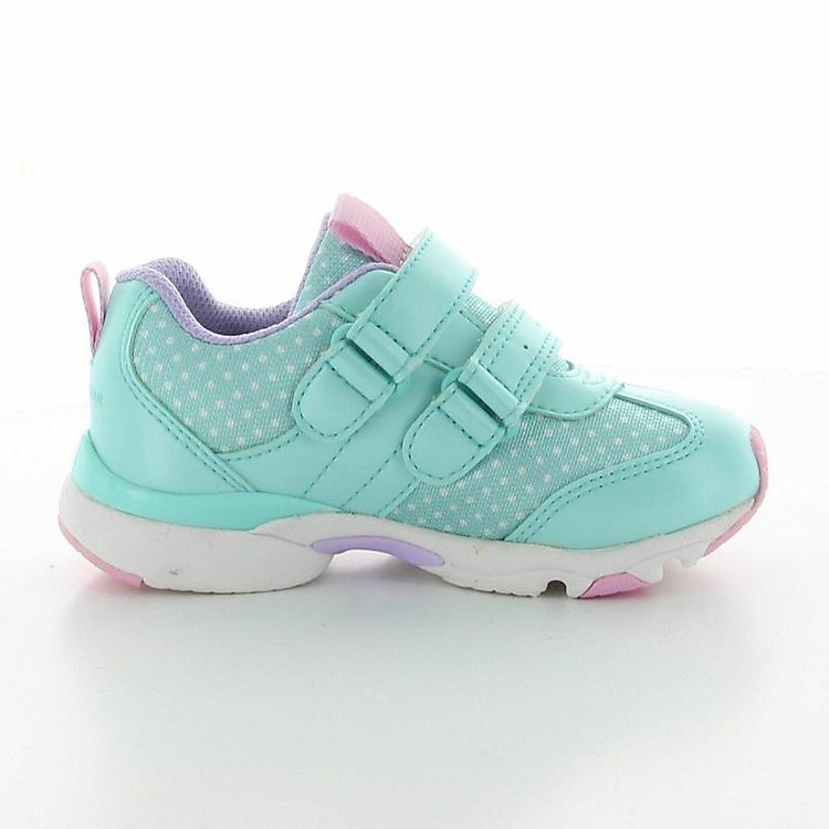 Giày Sneaker Bé Gái Hai Quai Dán Chấm Bi Carrot 17SS Moonstar MS C2168 - Xanh Mint