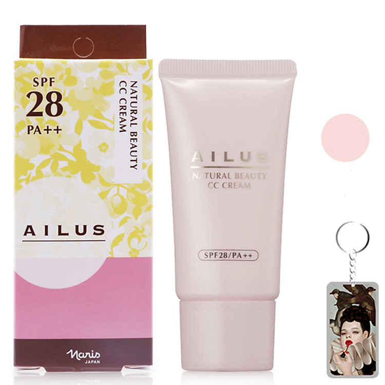 Kem trang điểm sáng da Naris Natural Beauty CC Cream Nhật Bản 30ml (#02 Pink) + Móc khóa