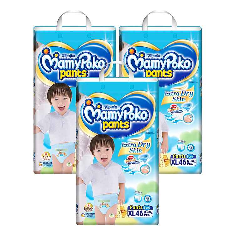 Combo 3 Gói Tã Quần Bé Trai Gói Siêu Lớn MamyPoko XL46 (46 Miếng / Gói)