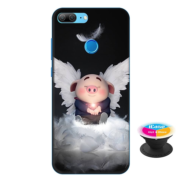 Ốp lưng nhựa dẻo dành cho Honor 9 Lite in hình Heo Con Thiên Thần - Tặng Popsocket in logo iCase - Hàng Chính Hãng