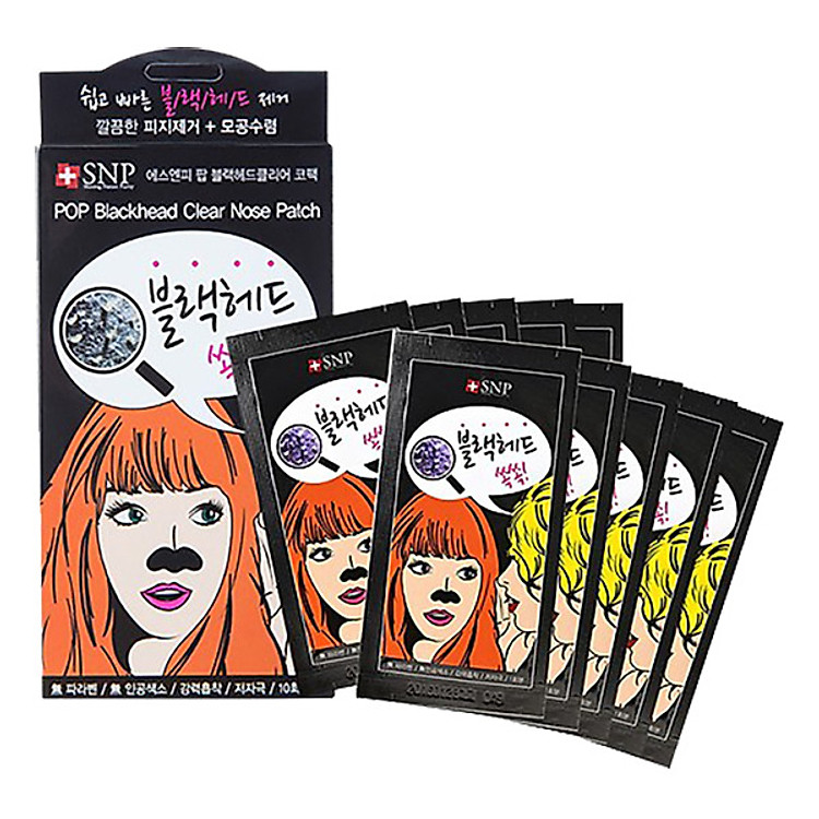 Miếng Dán Lột Mụn Đầu Đen SNP POP Blackhead Clear Nose Patch - (10 Miếng)