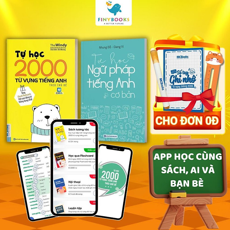 Combo Tự Học Ngữ Pháp Tiếng Anh Cơ Bản và Tự Học 2000 Từ Vựng Tiếng Anh Theo Chủ Đề