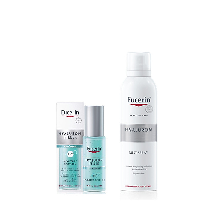 Combo Eucerin Tinh Chất Cấp Ẩm & Ngăn Ngừa Lão Hóa Eucerin Hyaluron-Filler Moisture Booster 30ml Và Eucerin Xịt Dưỡng Ẩm 150ml