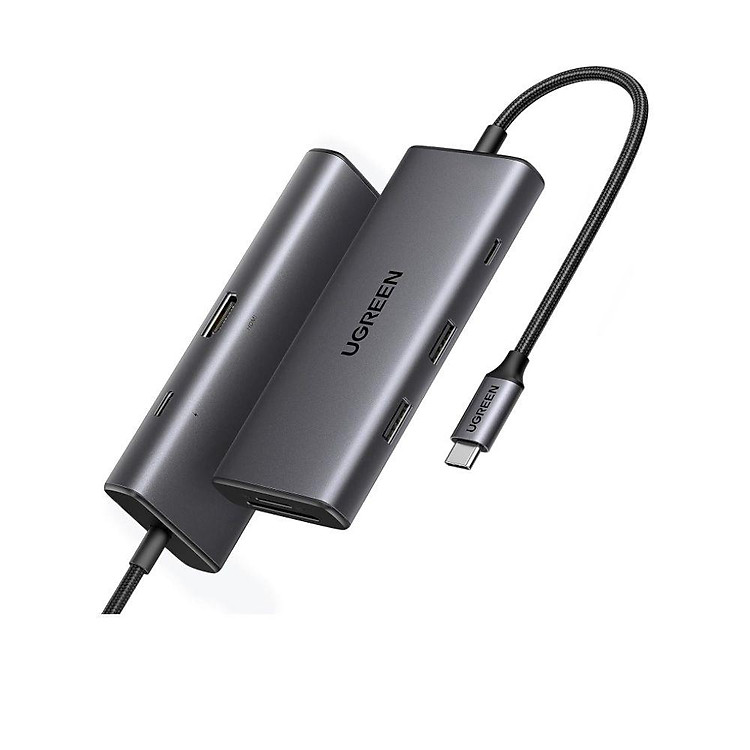 Ugreen 15531 USB type C sang 1 x HDMI 4K30Hz + 1 x USB-C 3.2 + 1 x USB-A 3.2 10Gbps + SD + TF + USB-C PD 100W Bộ chuyển 7in1 CM498 20015531 - Hàng chính hãng