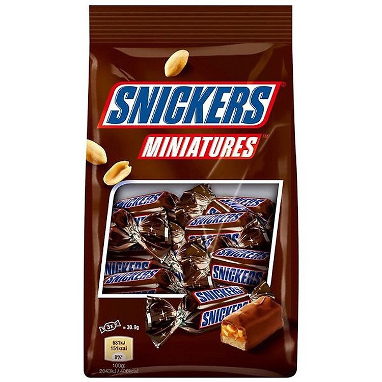 Combo 3 gói Chocolate Snickers Miniatures gói 150gr