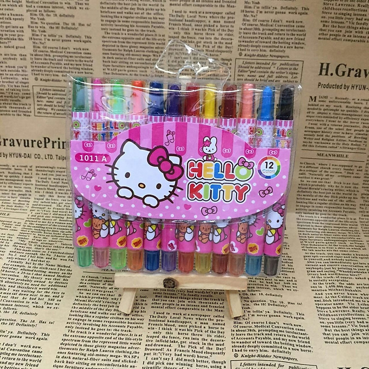 Bút sáp vặn 12 Màu Kitty