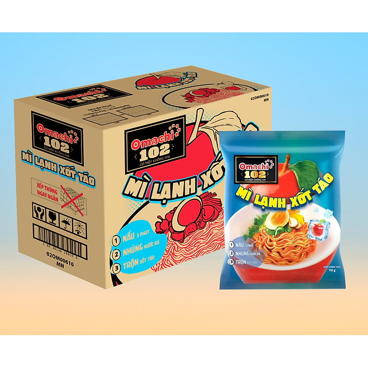 Thùng 30 gói Mì lạnh xốt táo Omachi