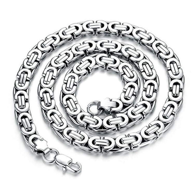 Dây chuyền nam titan thép không gỉ inox cao cấp đẹp sang trọng ziczac dẹp trangsucpt cỡ 8mm PTDCNA23