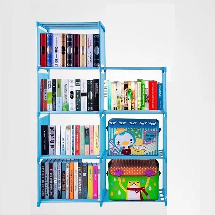 Kệ Đựng Sách Lắp Ghép 2 Buồng 7 Ngăn màu Xanh