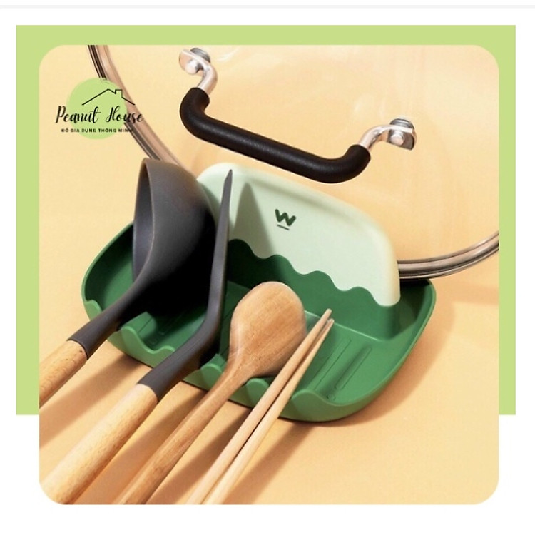 Khay Đỡ Gác Vung Nồi, Muôi, Thìa Bằng Nhựa Đa Chức Năng Chống Trượt