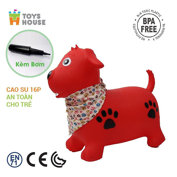 Thú nhún bơm hơi Toyshouse cún đỏ Chính hãng Ưu đãi - Hình ảnh 3