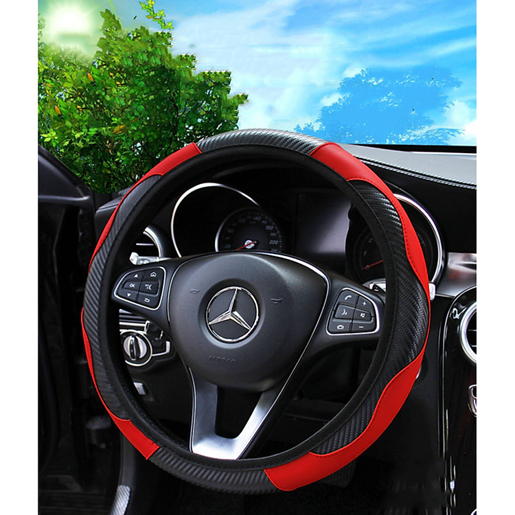 Bọc vô lăng xe từ 4 - 7 chỗ phong cách thể thao Size M (38cm)