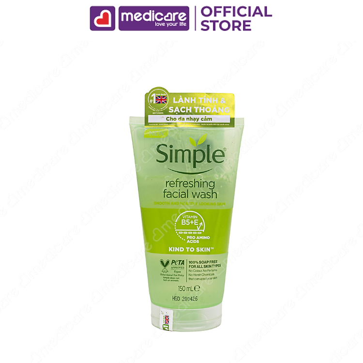 Sữa rửa mặt SIMPLE dưỡng ẩm 150ml