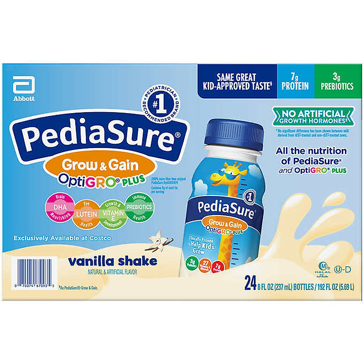 Thùng Sữa Pediasure Nước Grow & Gain Optigro Vanila Shake mẫu mới 2020 Của Mỹ 24 chai x 237 ML