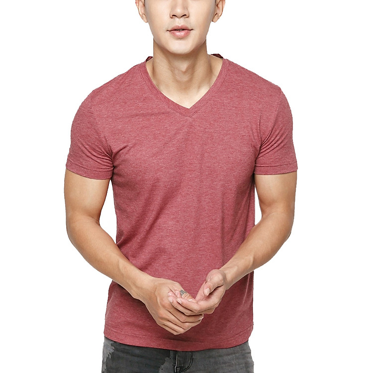 Áo Thun T-shirt Nam Cổ Tim (Đỏ Đô)