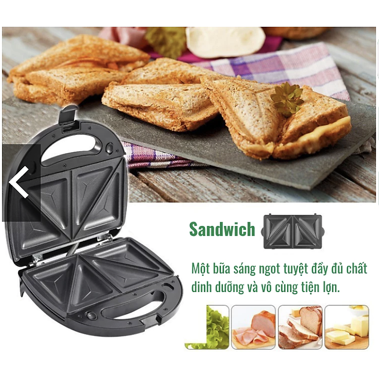 Máy Kẹp Ép Bánh Mỳ Haeger , Máy Nướng Bánh Sandwich Đa Năng Tiện Lợi Lỗi 1 Đổi 1