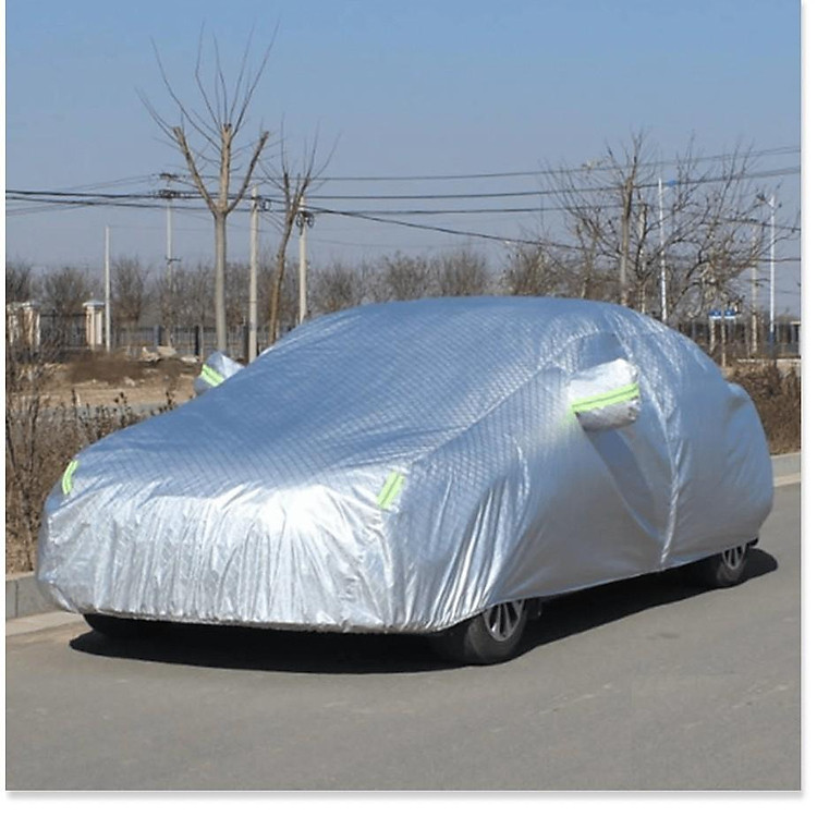 Bạt xe hơi , áo trùm che phủ xe hơi, Bạt phủ xe ôtô tráng nhôm bạc 4 - 7 chỗ, chống nóng, mưa, xước sơn.