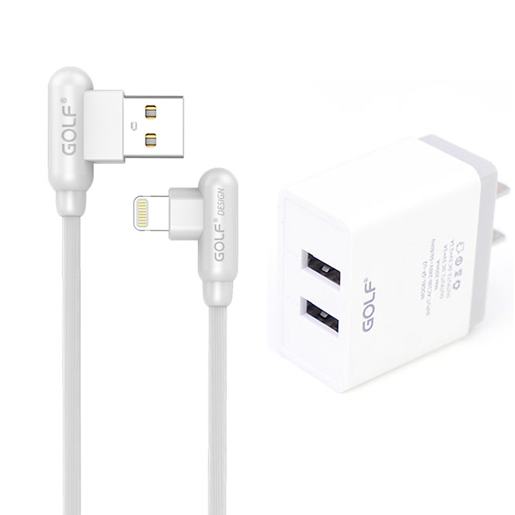Combo Củ sạc Golf U2 2.1A và Cáp sạc nhanh GC-45 iPhone - Hàng Chính Hãng