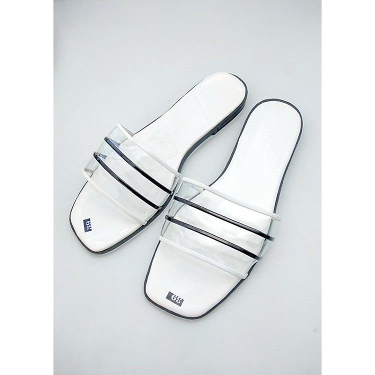 Dép quai ngang sọc đen trắng