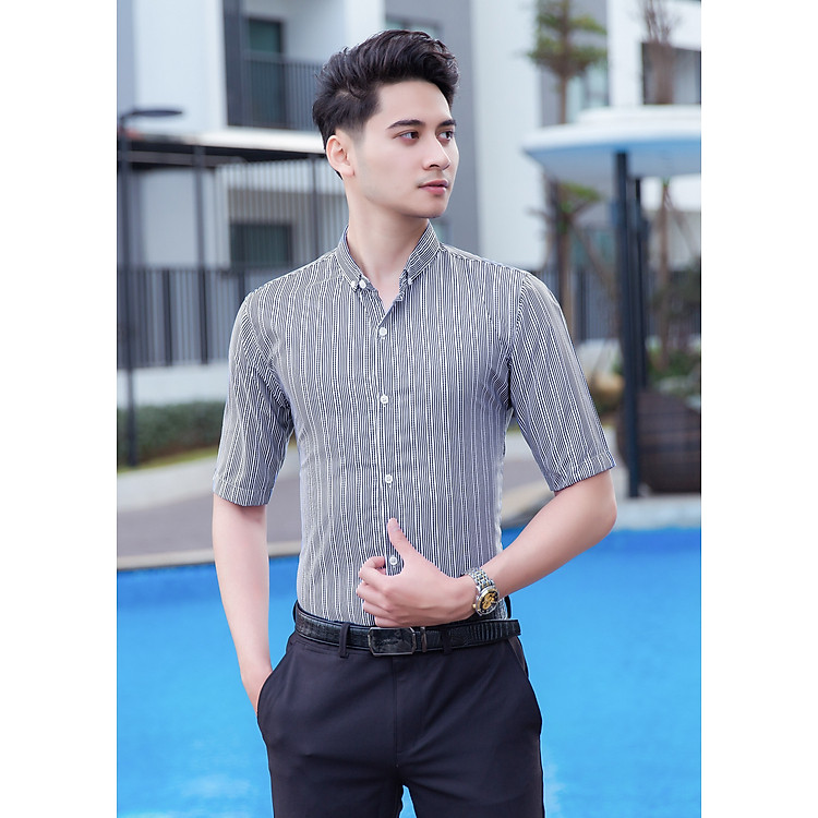 Áo Sơ Mi Nam Ngắn Tay - Vải Lụa 3D Cao Cấp
