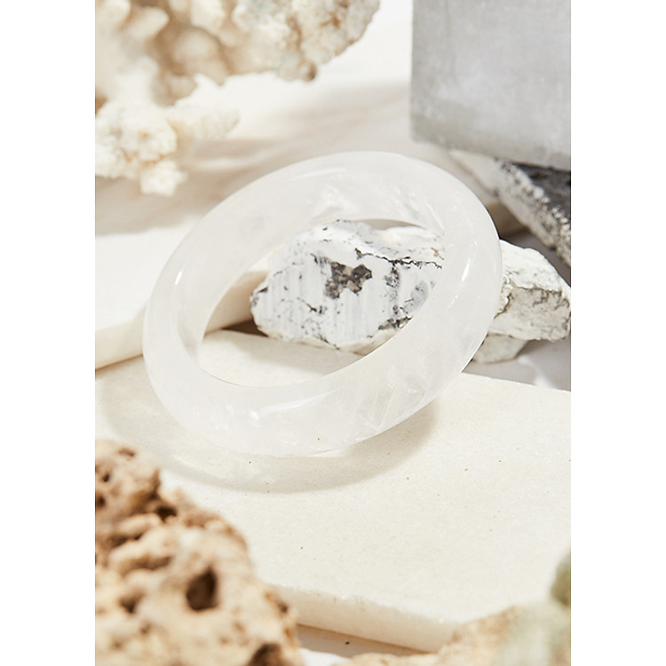 Vòng tay đá thạch anh ưu linh trắng bản hẹ 12mm mệnh kim thủy - Ngọc Quý Gemstones