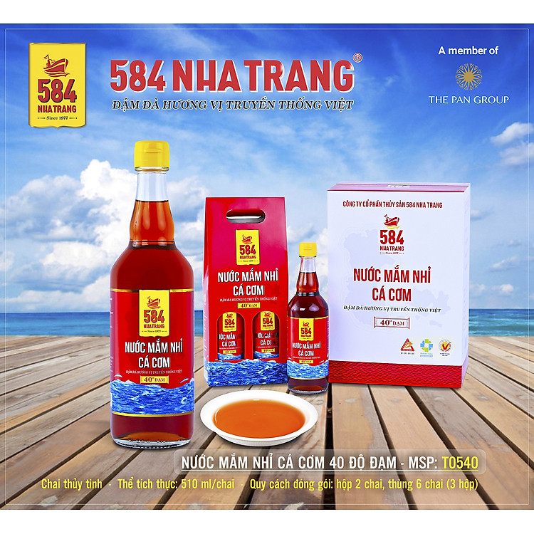Thùng 6 Chai Nước mắm Nhỉ Cá cơm 584 Nha Trang - 40 Độ Đạm - Chai Thủy Tinh 510ml