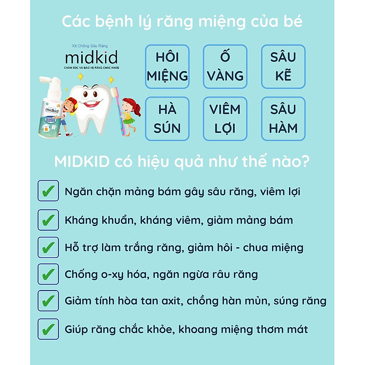 Xịt Chống Sâu Răng MIDKID Cho Bé Chính hãng Ưu đãi - Hình ảnh 3