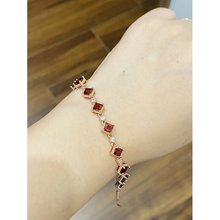 Lắc tay đính đá Garnet thiên nhiên (LB0173) - MOON Jewelry