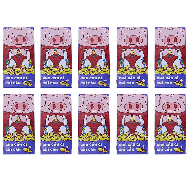 Bao Lì Xì Pig Thần Tài 2 Cảm Xúc (Xấp 10 bao)