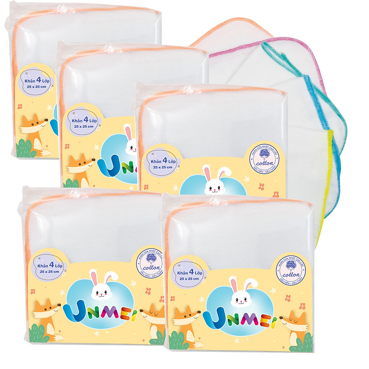 Mua Gói 50 Khăn sữa Unmei 4 lớp Chính hãng Tiết kiệm - Hình ảnh 3