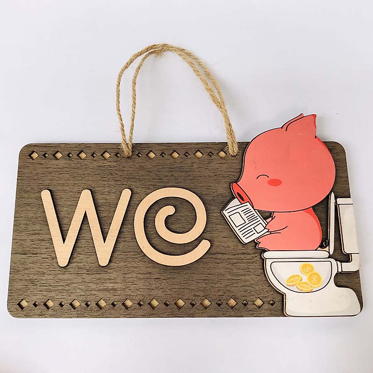 Biển treo cửa gỗ Toilet Nhà vệ sinh WC