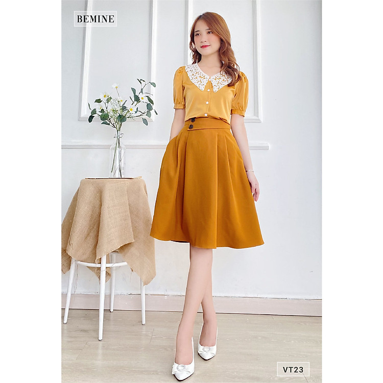 Chân váy xòe xếp ly BEMINE VT23NAU