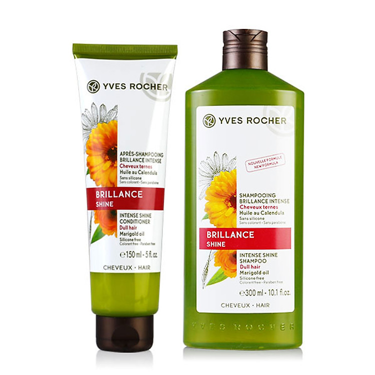 Bộ Dầu Gội + Dầu Xả Cho Tóc Bóng Mượt Yves Rocher Brillance Intense Shine (300ml+150ml)