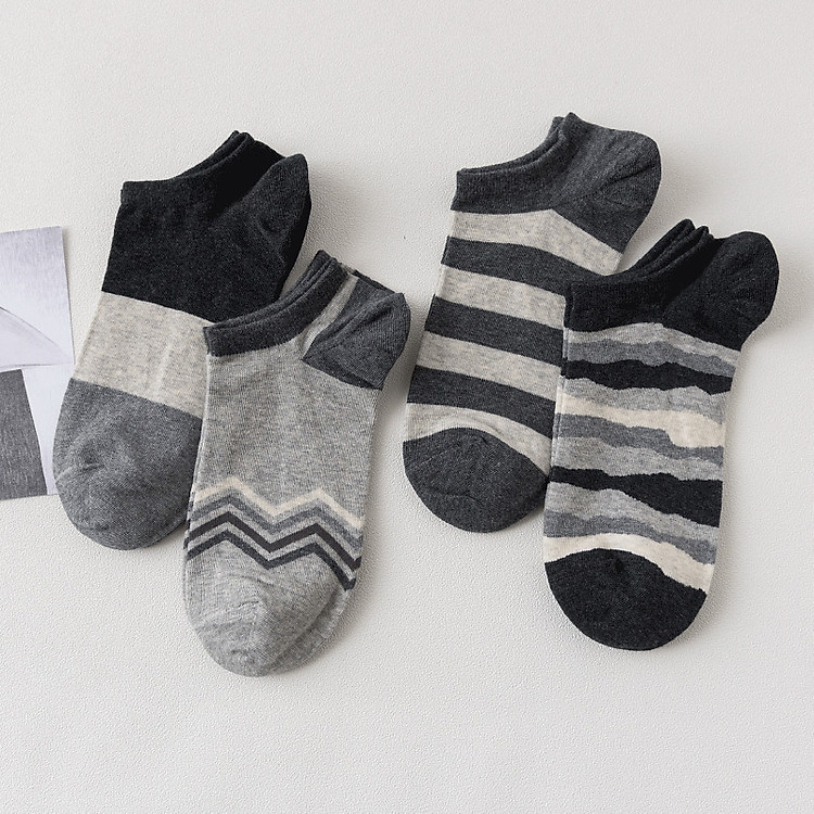 Set hộp 4 đôi tất nam NICESOKS chất liệu cotton cao cấp, ngắn cổ thể thao, họa tiết thể thao , hàng chính hãng