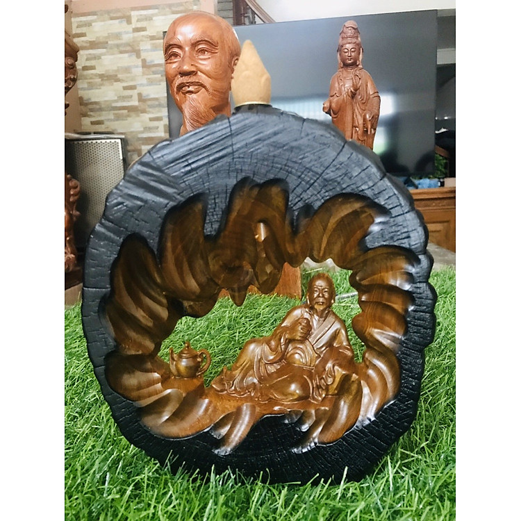 Tượng Ông Thần Trà Gỗ Bách Xanh (15×17×5cm) - Ảnh 3