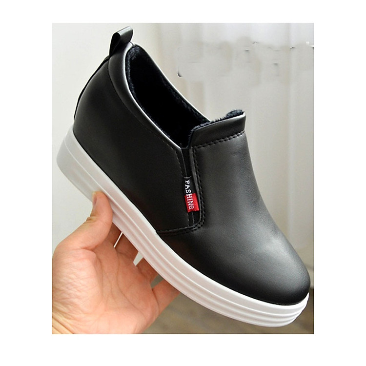 Giày thể thao nữ đế cao dáng Hàn Quốc C65n đen ảnh thật