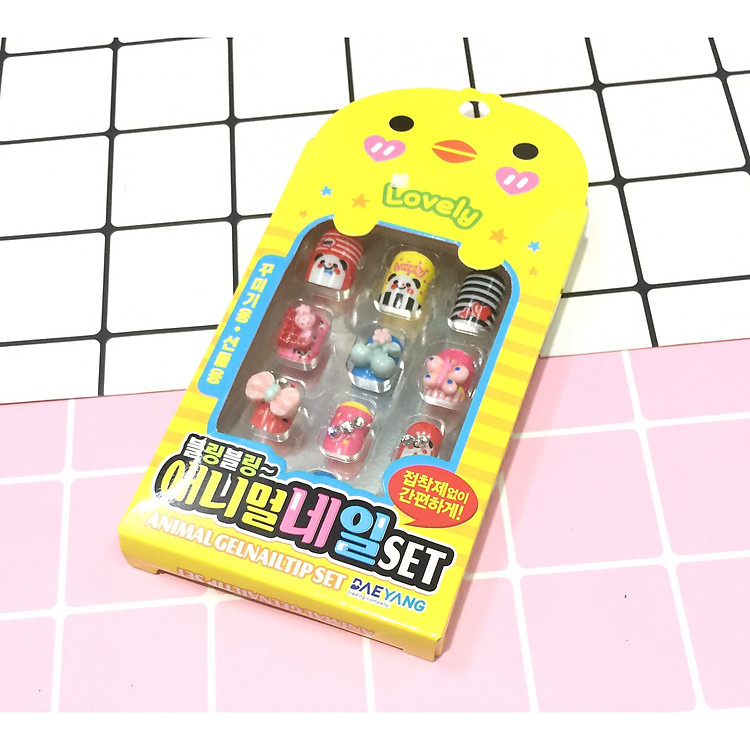 Bộ 12 móng tay giả trẻ em đính họa tiết đẹp ngẫu nhiên