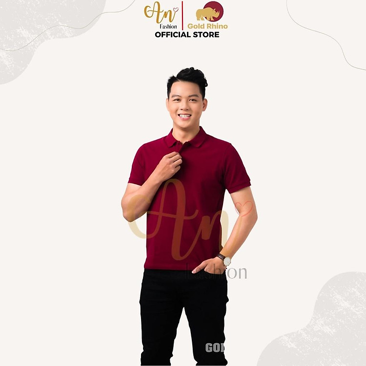 Áo Polo Nam Màu Đô Japan Cao Cấp Với Chất Vải 100% Cotton - Gold Rhino