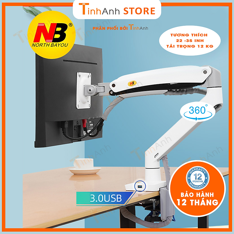 Giá treo màn hình máy tính Cao Cấp NB F100A 22 - 35 inch Arm màn hình tải trọng 12Kg Mẫu mới 2021 - Hàng Nhập Khẩu