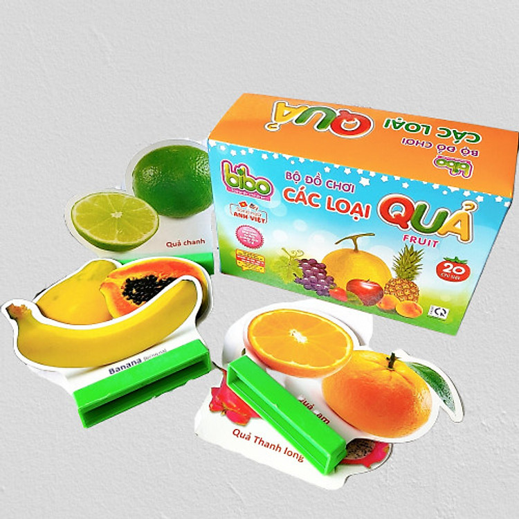 Bộ Đồ Chơi Thẻ Học Anh - Việt Có Đế Đứng Giúp Bé Nhận Biết Các Loại Quả Trái Cây