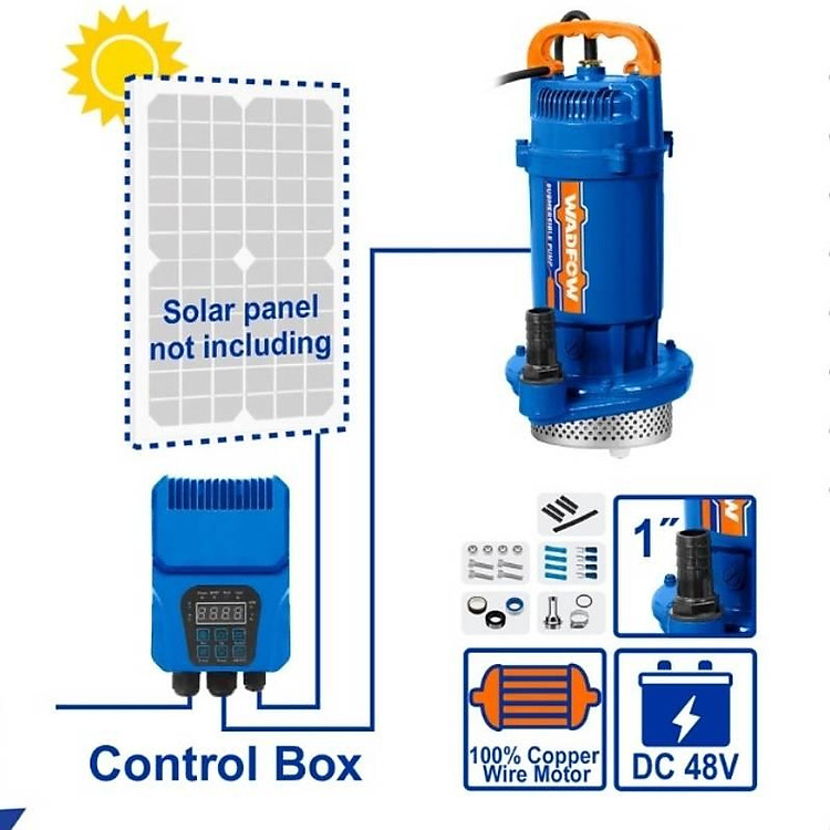 MÁY BƠM CHÌM NĂNG LƯỢNG MẶT TRỜI (KHÔNG BAO GỒM TẤM NĂNG LƯỢNG MẶT TRỜI) 550W(0.75HP) WADFOW WWPQDC02 - HÀNG CHÍNH HÃNG