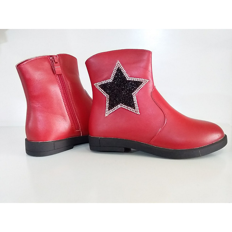 GIÀY BOOT DA CỔ CAO HÌNH NGÔI SAO BÉ GÁI 928-7