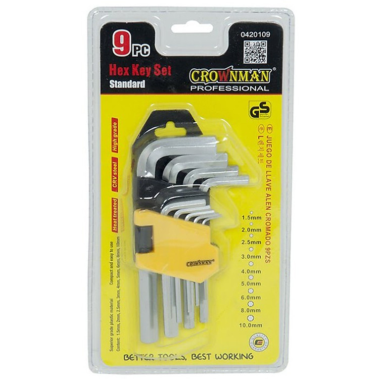 Bộ dụng cụ 9 đầu Lục giác Crownman - 0420109