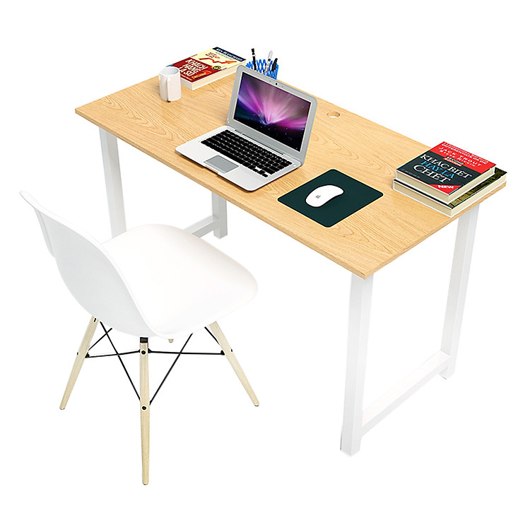 Bộ Bàn Oak-T Vân Gỗ Sồi Chân Gấp Gọn Và Ghế Eames Chân Gỗ IBIE TOOATO12W-EAMSW - Trắng