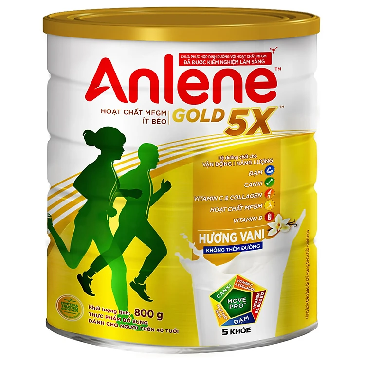 Combo 02 Sữa Bột Anlene Gold 5X Hương Vanilla (Hộp thiếc 800g) - Tặng bộ 2 khăn Anlene (Màu ngẫu nhiên)
